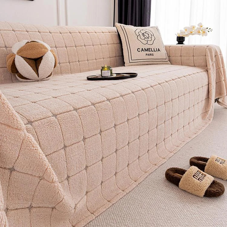 Cozy Plaid Fleece One-Piece Couch Cover – gsft-9141 - gsft-9141-a-CP