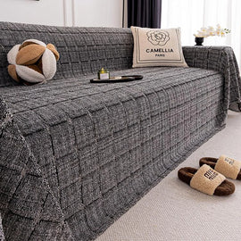 Cozy Plaid Fleece One-Piece Couch Cover – gsft-9141 - gsft-9141-a-DGY