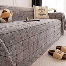 Cozy Plaid Fleece One-Piece Couch Cover – gsft-9141 - gsft-9141-a-LGY
