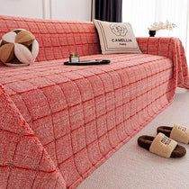 Cozy Plaid Fleece One-Piece Couch Cover – gsft-9141 - gsft-9141-a-RD