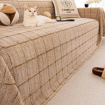 Cozy Plaid Fleece One-Piece Couch Cover – gsft-9141 detail 1