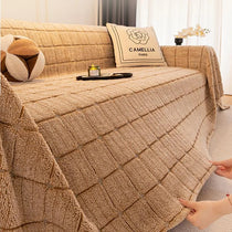 Cozy Plaid Fleece One-Piece Couch Cover – gsft-9141 detail 5