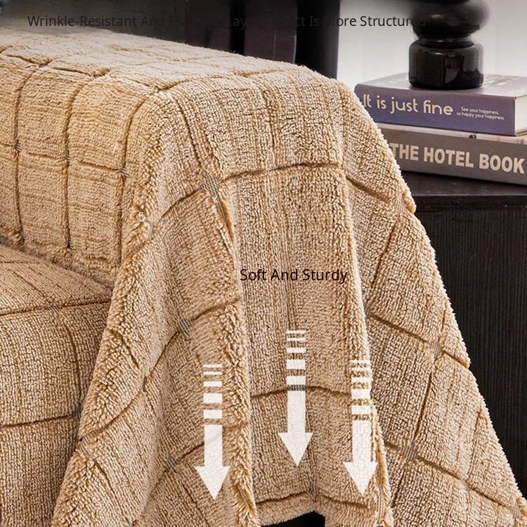 Cozy Plaid Fleece One-Piece Couch Cover – gsft-9141 detail 6