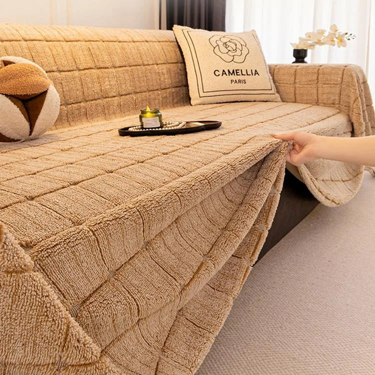 Cozy Plaid Fleece One-Piece Couch Cover – gsft-9141 detail 7