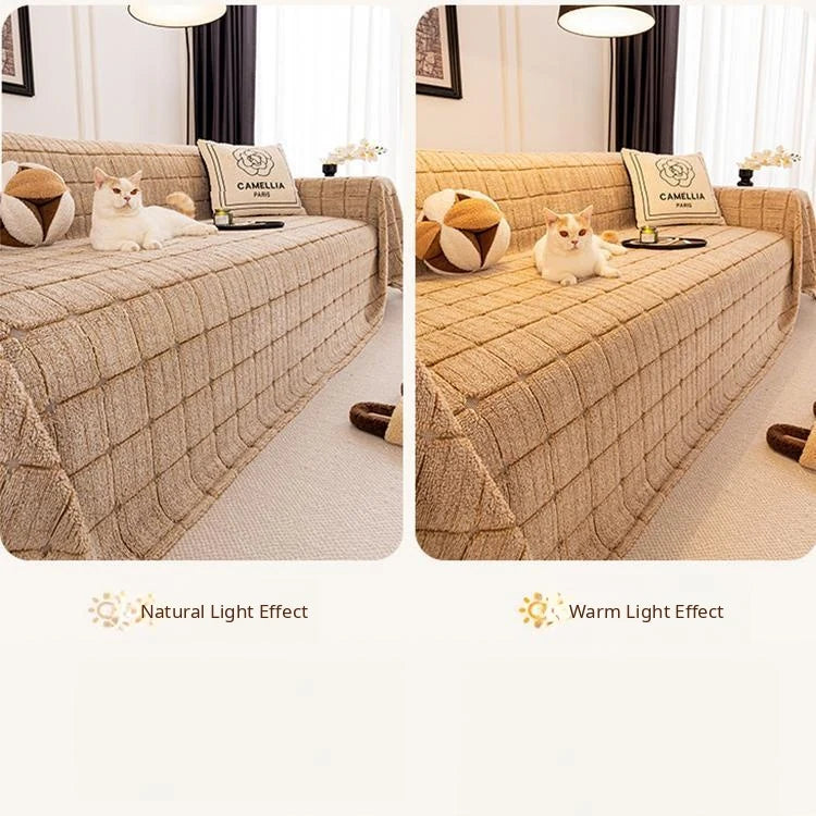 Cozy Plaid Fleece One-Piece Couch Cover – gsft-9141 detail 8