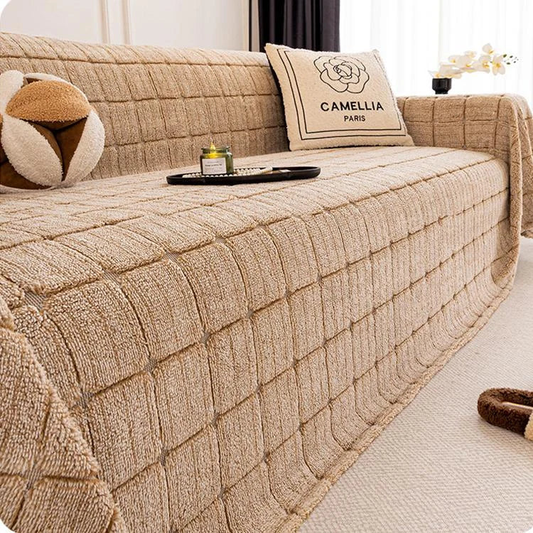 Cozy Plaid Fleece One-Piece Couch Cover – gsft-9141 detail 9
