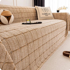 Cozy Plaid Fleece One-Piece Couch Cover – gsft-9141 detail 9