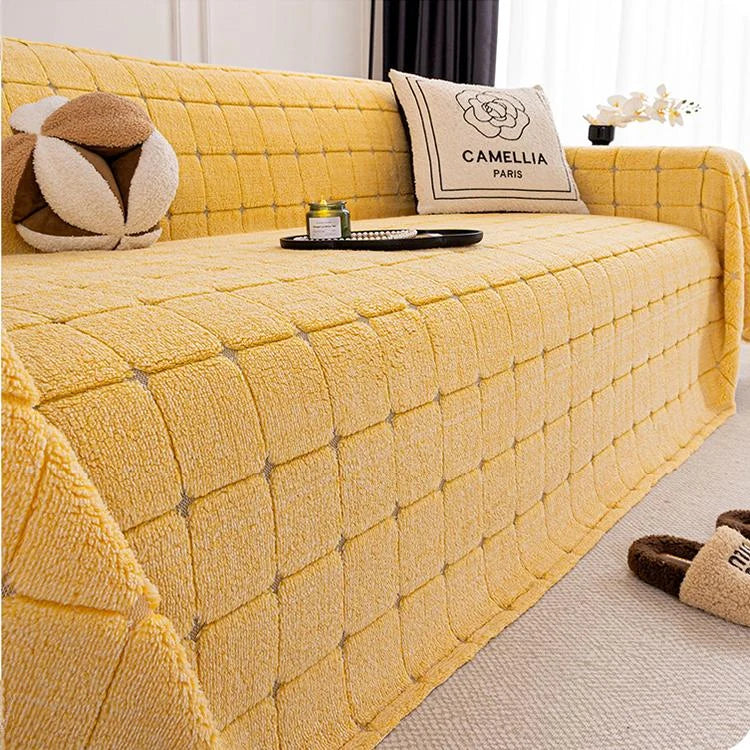 Cozy Plaid Fleece One-Piece Couch Cover – gsft-9141 detail 13