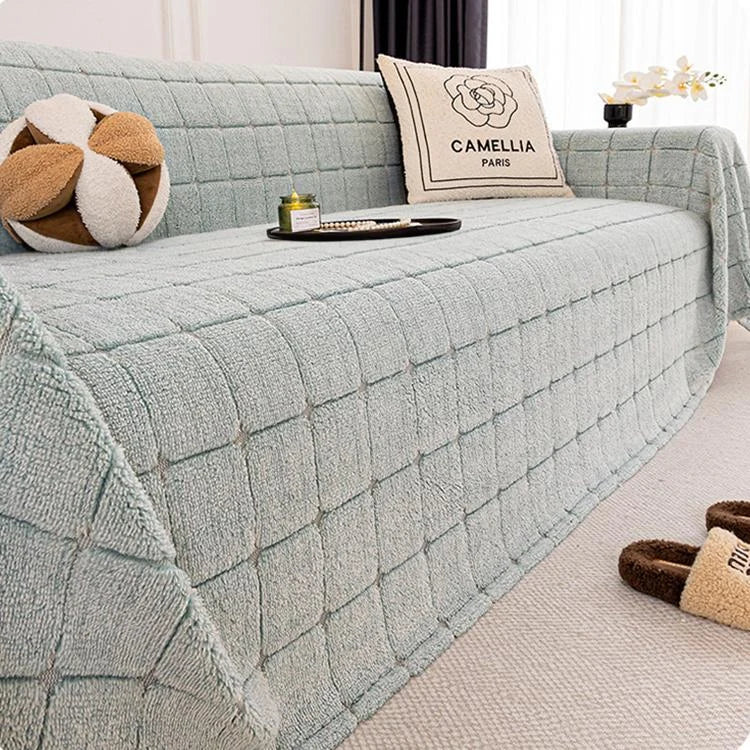 Cozy Plaid Fleece One-Piece Couch Cover – gsft-9141 detail 15