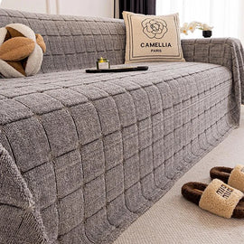 Cozy Plaid Fleece One-Piece Couch Cover – gsft-9141 detail 17