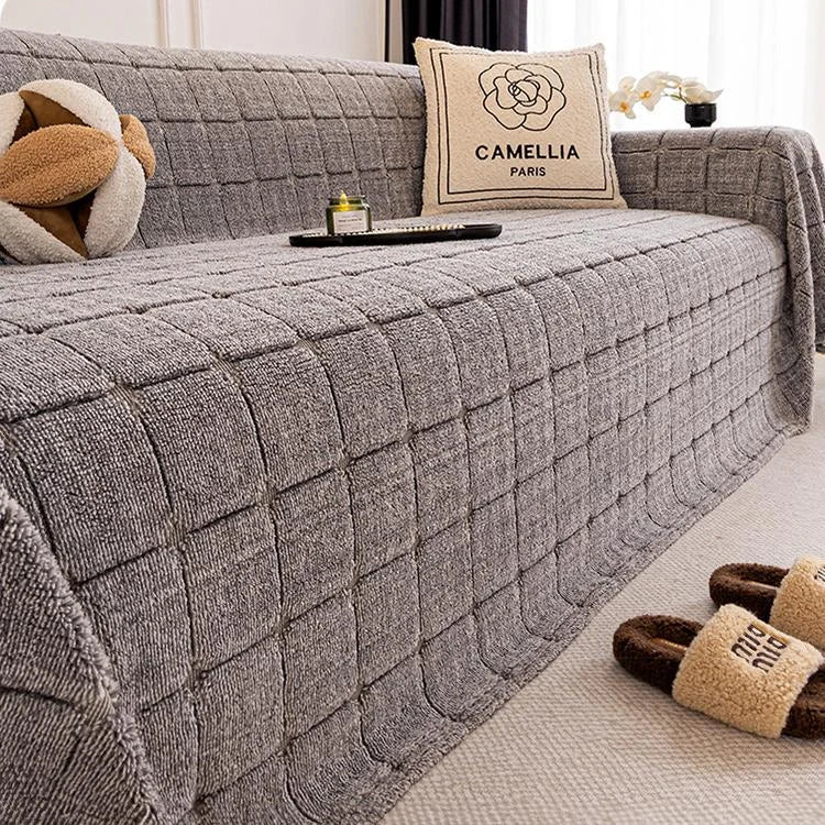 Cozy Plaid Fleece One-Piece Couch Cover – gsft-9141 detail 17