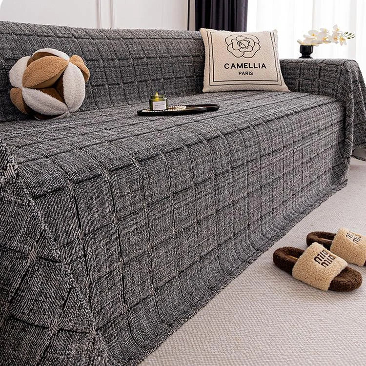 Cozy Plaid Fleece One-Piece Couch Cover – gsft-9141 detail 19