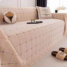 Cozy Plaid Fleece One-Piece Couch Cover – gsft-9141 detail 21