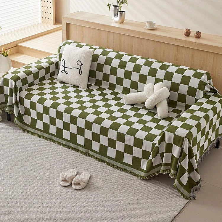 Bold Checkerboard One-Piece Couch Cover – gsft-9143 - gsft-9143-a-GN