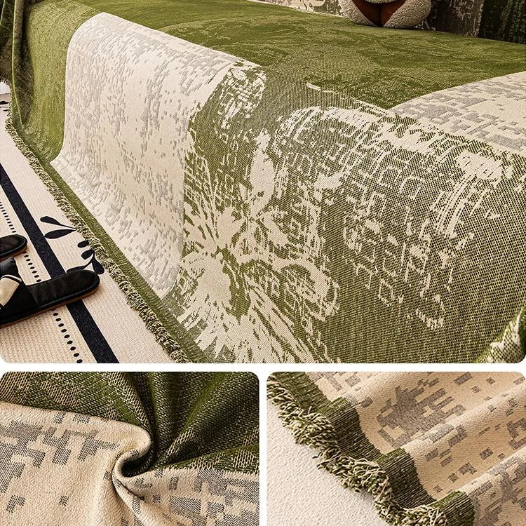 Vintage Botanical Chenille One-Piece Couch Cover – gsft-9144 - gsft-9144-a1-GN