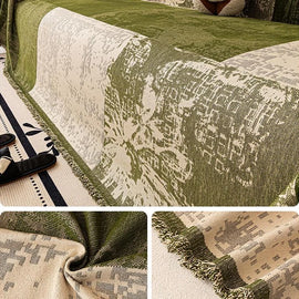 Vintage Botanical Chenille One-Piece Couch Cover – gsft-9144 - gsft-9144-a1-GN