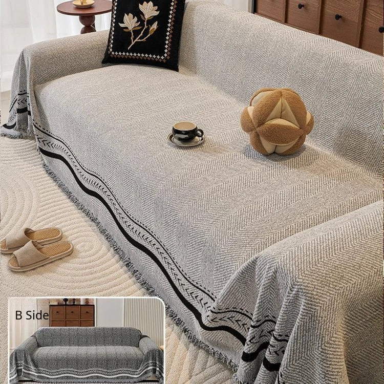 Vintage Botanical Chenille One-Piece Couch Cover – gsft-9144 - gsft-9144-a2-LGY