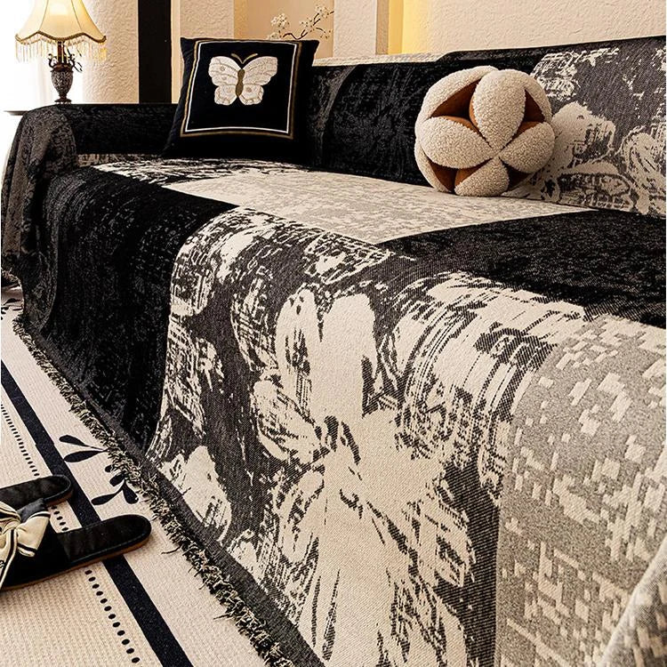 Vintage Botanical Chenille One-Piece Couch Cover – gsft-9144 detail 4