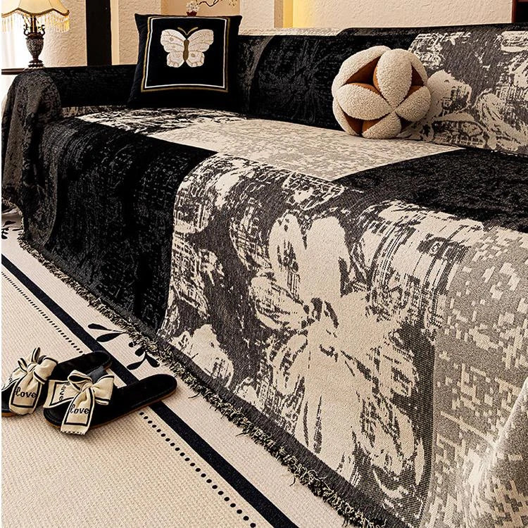 Vintage Botanical Chenille One-Piece Couch Cover – gsft-9144 detail 13