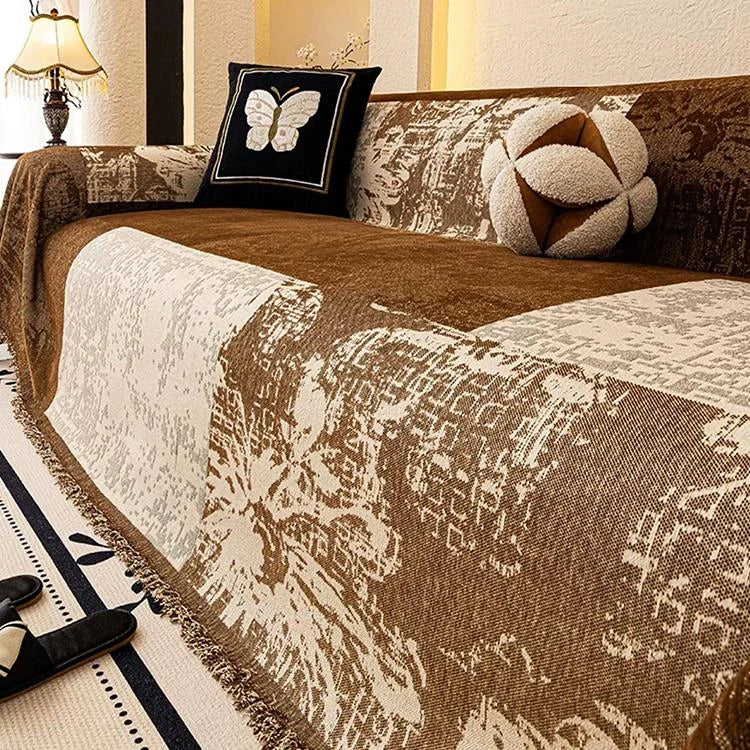 Vintage Botanical Chenille One-Piece Couch Cover – gsft-9144 detail 14