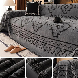 Boho Geometric Chenille One-Piece Couch Cover – gsft-9146 - gsft-9146-a-GY