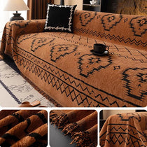 Boho Geometric Chenille One-Piece Couch Cover – gsft-9146 - gsft-9146-a-LBN