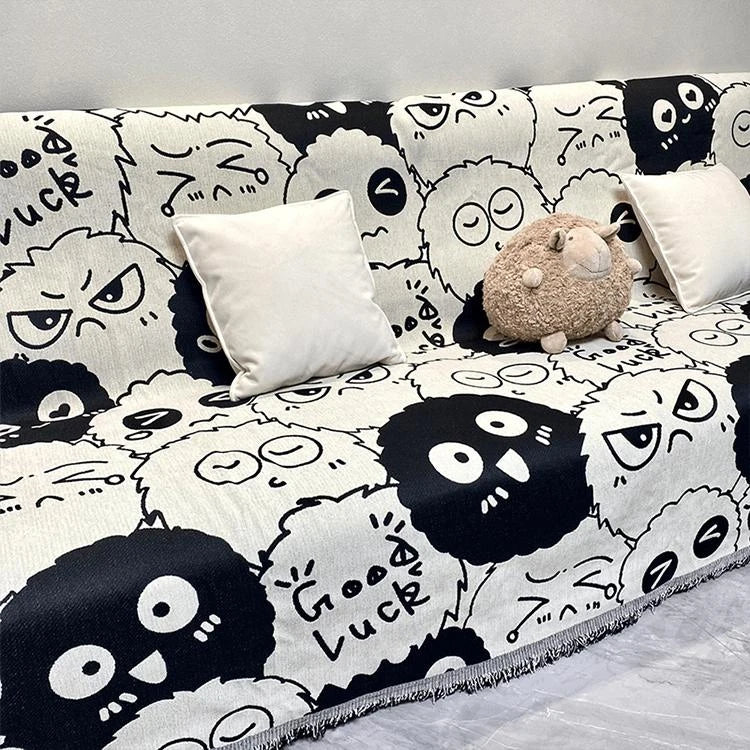 Funda de sofá de chenilla reversible con estampado - gsft-9156 Imagen secundaria del producto