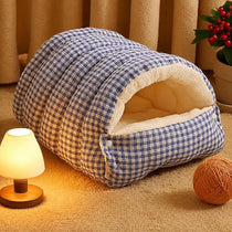 Semi-Enclosed Cat & Small Dog Bed with Removable Cover