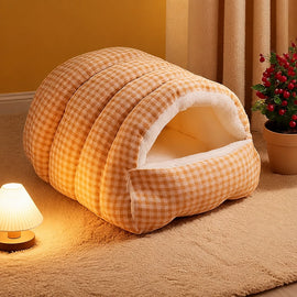 Semi-Enclosed Cat & Small Dog Bed with Removable Cover