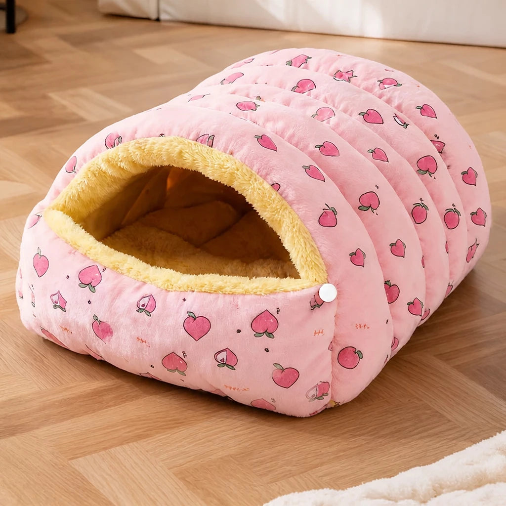 Semi-Enclosed Cat & Small Dog Bed with Removable Cover