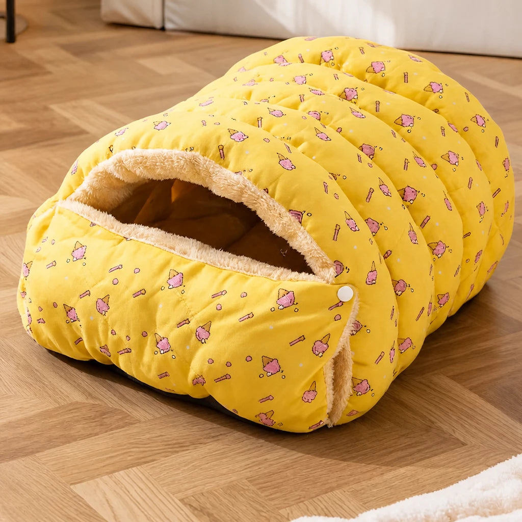 Semi-Enclosed Cat & Small Dog Bed with Removable Cover