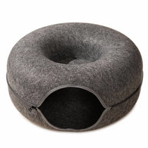 Enclosed Donut Cat Bed with Tunnel