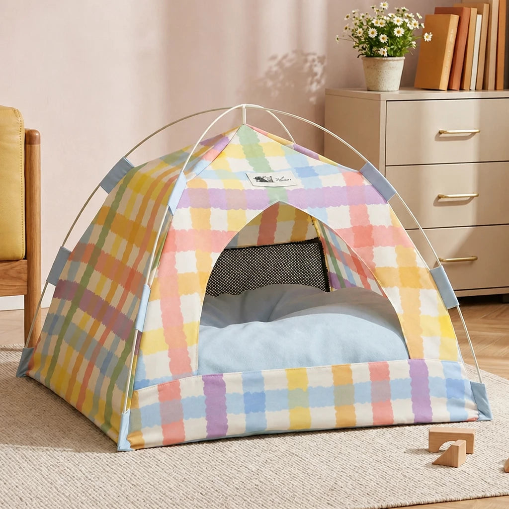 Enclosed Cat Tent Bed with Removable Mat