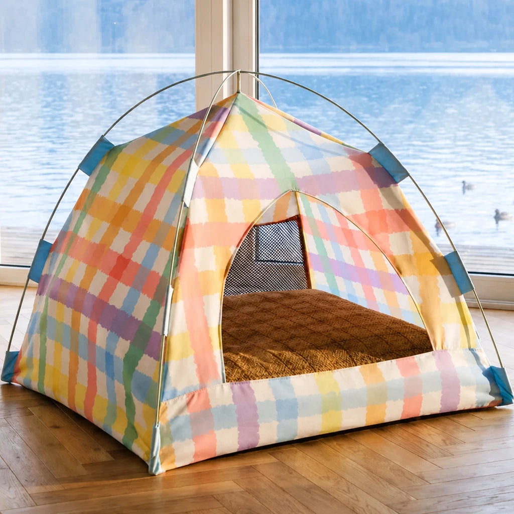 Enclosed Cat Tent Bed with Removable Mat