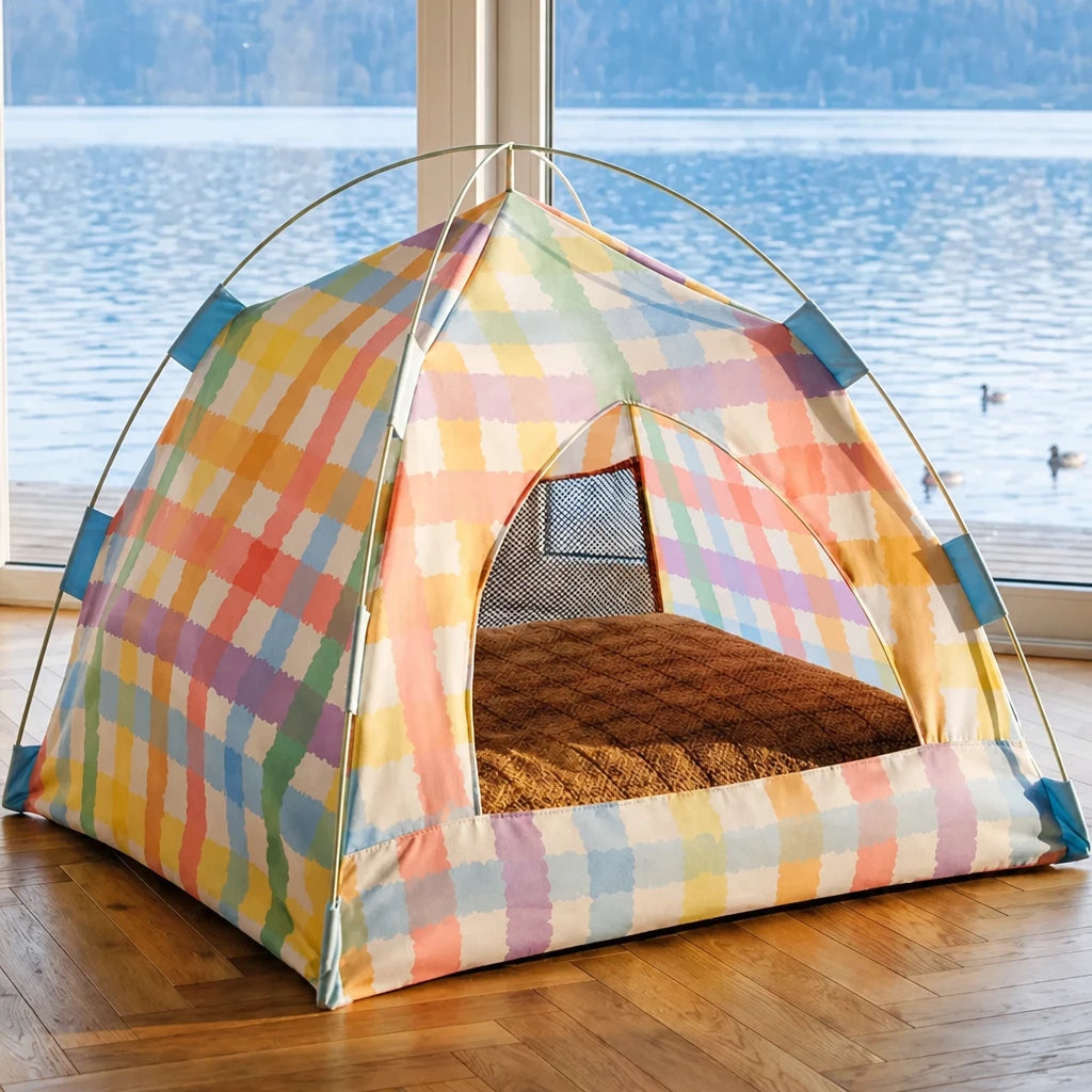Enclosed Cat Tent Bed with Removable Mat