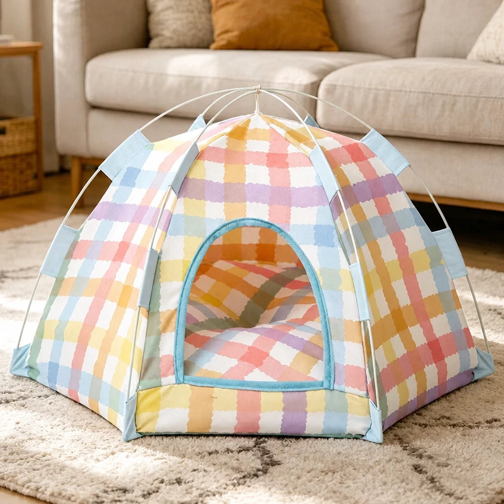Enclosed Cat Tent Bed with Removable Mat