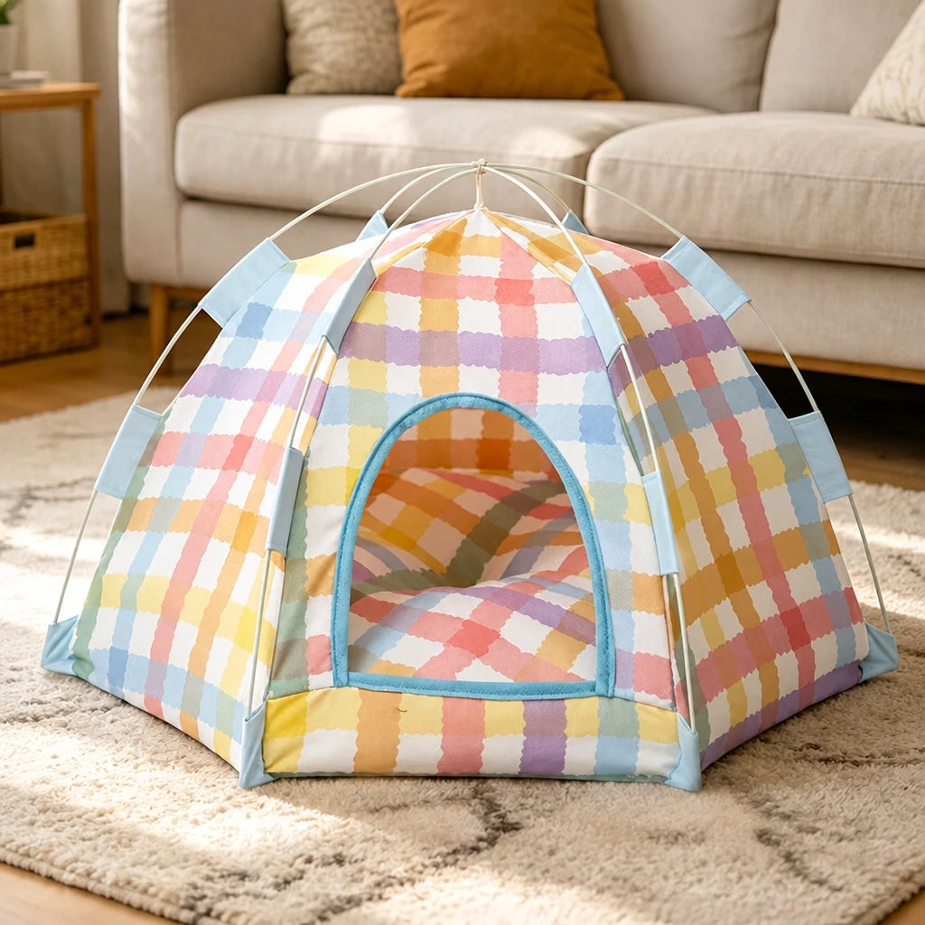 Enclosed Cat Tent Bed with Removable Mat
