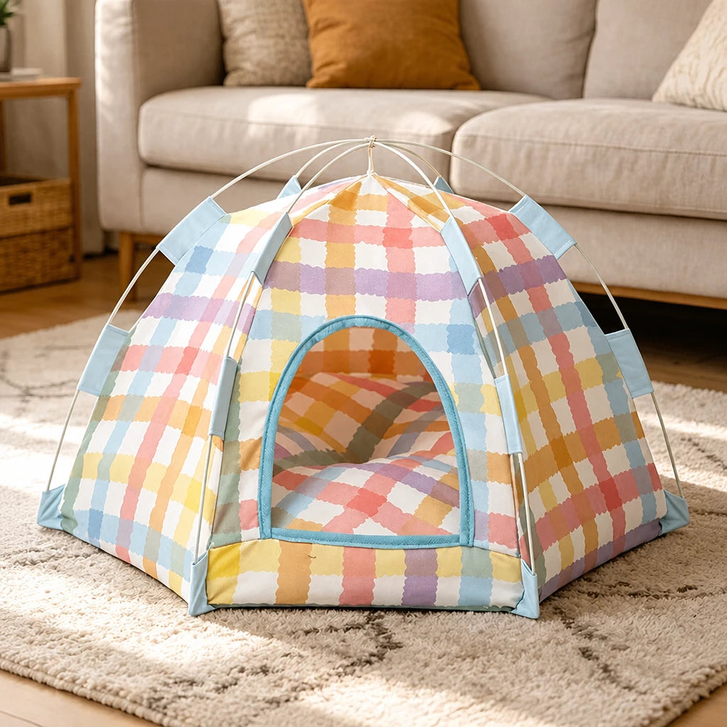 Enclosed Cat Tent Bed with Removable Mat