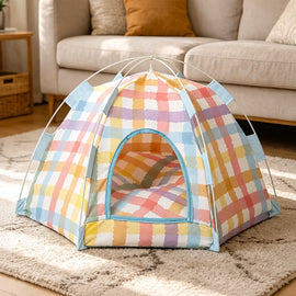 Enclosed Cat Tent Bed with Removable Mat