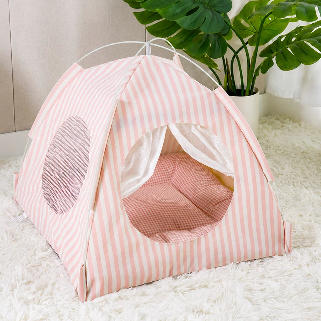 Indoor Cat & Dog Tent Bed with Removable Washable Cushion