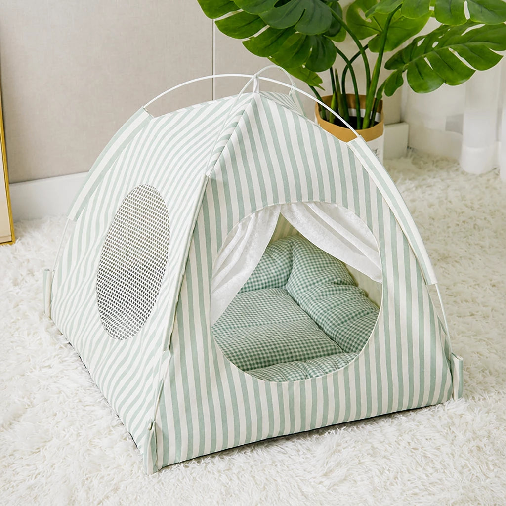 Indoor Cat & Dog Tent Bed with Removable Washable Cushion