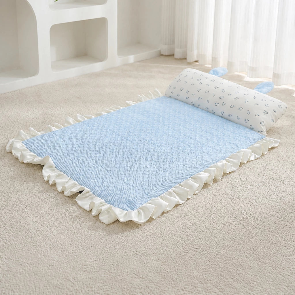 Pet Rest Mat with Bunny-Ear Pillow for Dogs and Cats