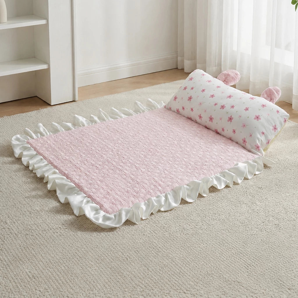 Pet Rest Mat with Bunny-Ear Pillow for Dogs and Cats