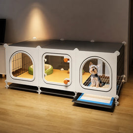 Small Dog Crate with Separate Toilet Area & Storage Pen