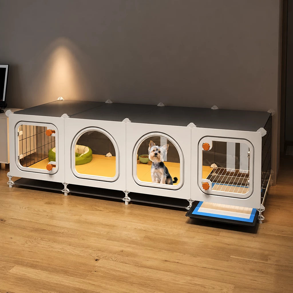 Small Dog Crate with Separate Toilet Area & Storage Pen