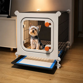 Small Dog Crate with Separate Toilet Area & Storage Pen