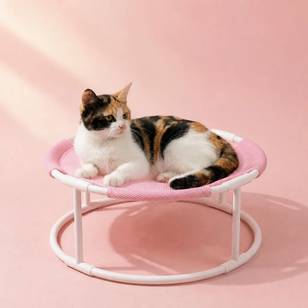 Round Pet Bed with Hanging Toy