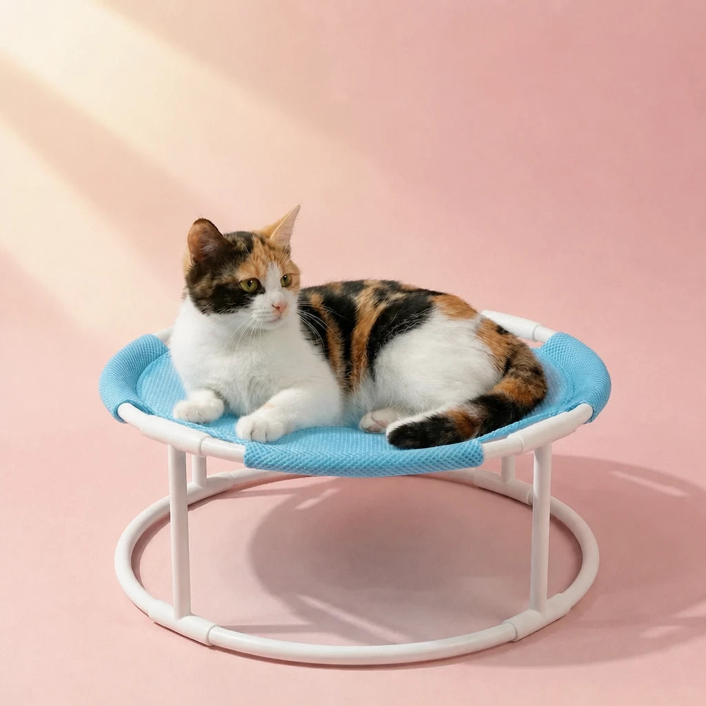 Round Pet Bed with Hanging Toy