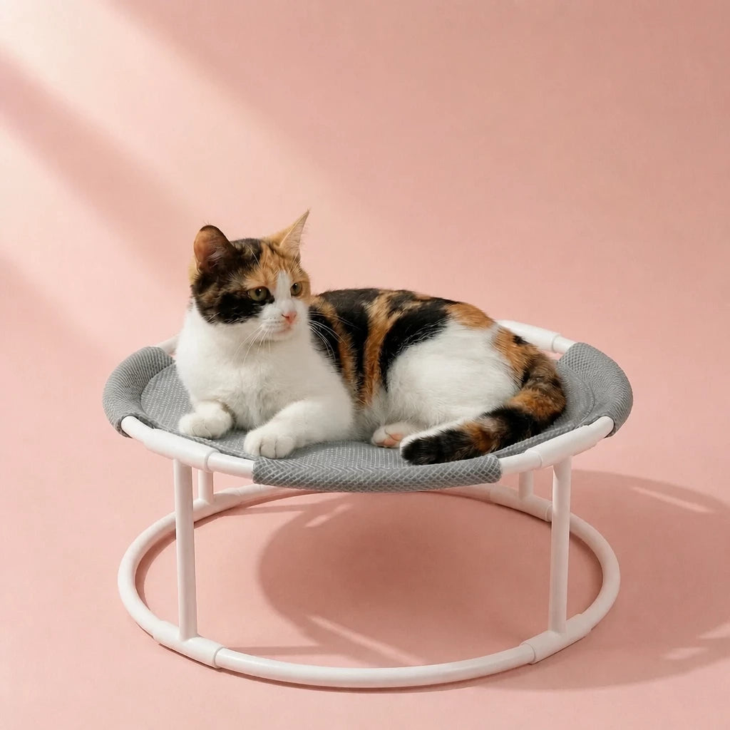 Round Pet Bed with Hanging Toy