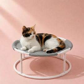 Round Pet Bed with Hanging Toy